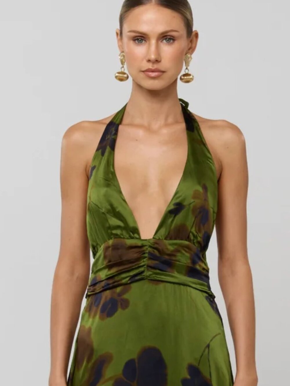 RESA Chelsea Halter Tie Back Maxi Dress in Evergreen XL